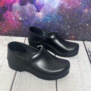 Dansko Professional Black Pro Cabrio‎ Leather Clogs Sz 39 EU Made In Italy